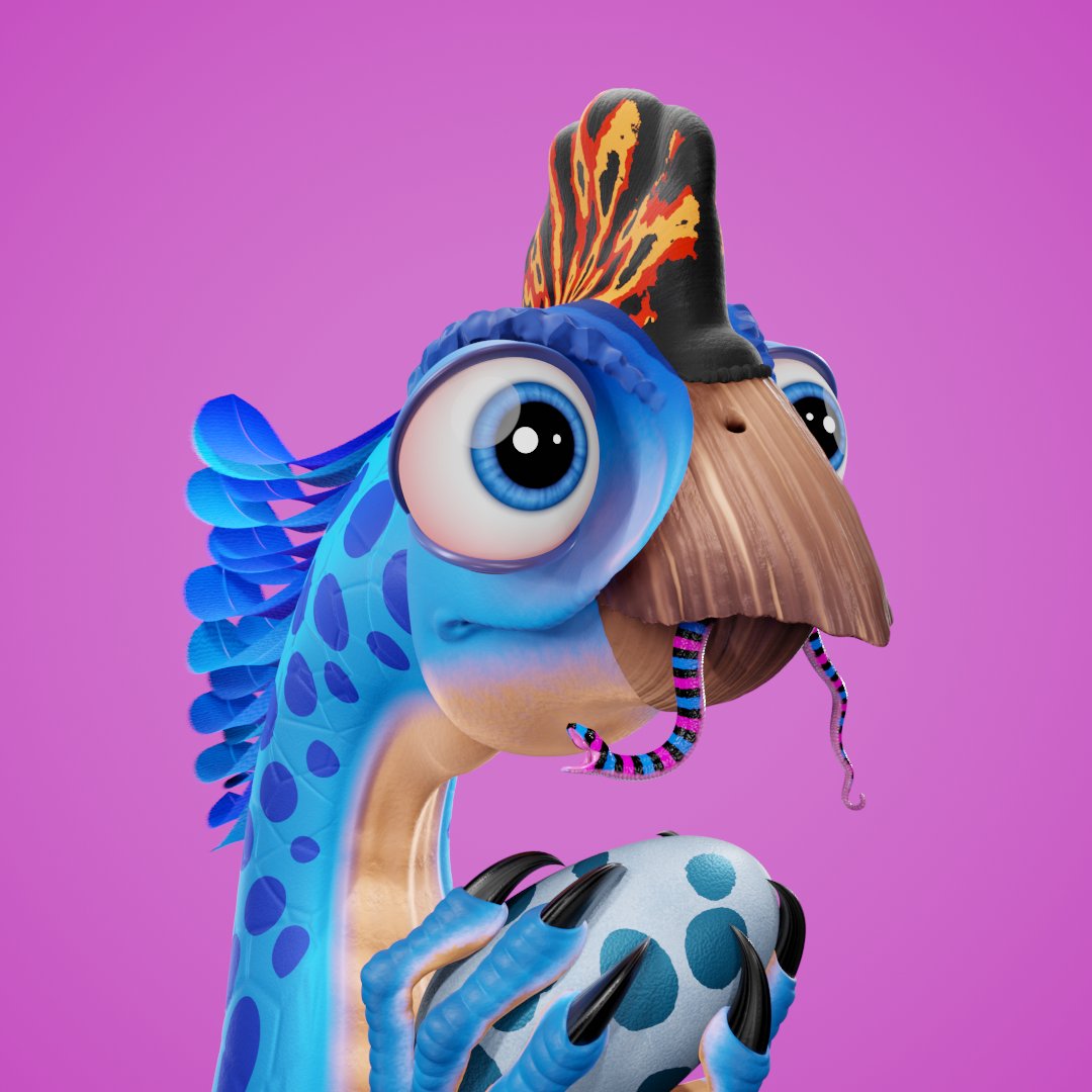 This weekend oviraptor #391 discovered a new way to easily snatch eggs from a nest.🐣 He scares away all the other dinosaurs by carrying a snake around in his beak.🐍 Very curious.🦖 #NFTCommunity #nftart #nftcollectors #NFTcollectibles #NFTcollection #nft opensea.io/assets/0x495f9…