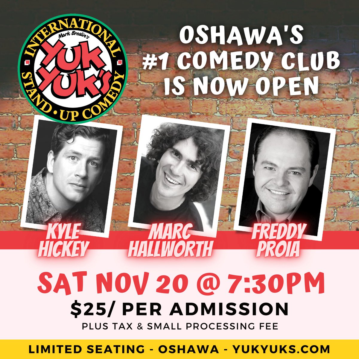 ONLY 16 TICKETS LEFT for tonight's show. Get your tickets now before they're gone:  YukYuks.com/Oshawa. Making appearances at the Boston Comedy Festival, CBC's Ha!ifax Comedy Festival and JFL42 in Toronto, Kyle Hickey is headlining THIS Saturday.

#Oshawa #Durham #YukYuks