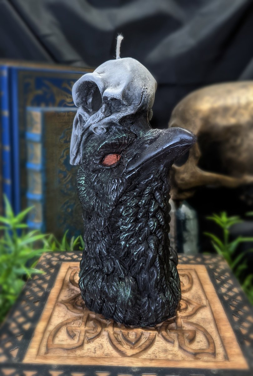 void_resonant's tweet photo. Where sentience meets the knowledge of mortality, we needn't fear, but know it as our end, and wear entropy like a crown.

https://t.co/7wYD36W5IY

A candle suitable for many purposes - it has been a gift before, to those of the Morrigan.

#candles #candlegifts #horrorprop #raven https://t.co/hbfC8aDgk1