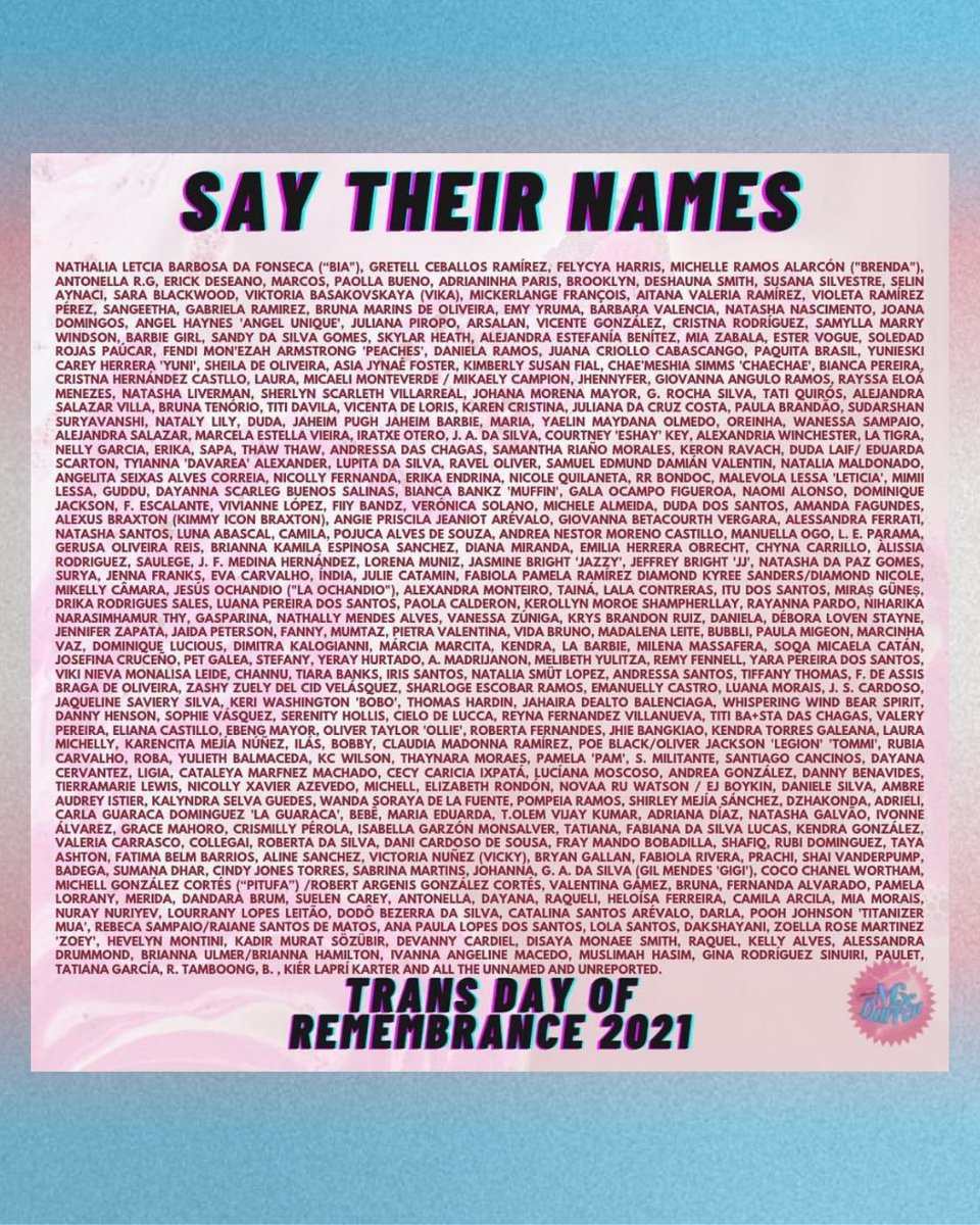 SAY THEIR NAMES! #TDOR #tdor2021