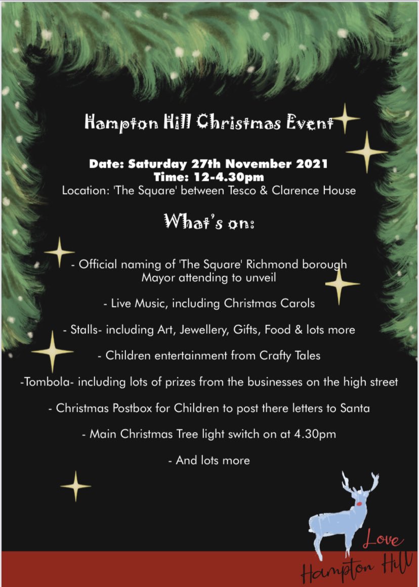 TCMHamptonHill's tweet image. Less than a week to go…. Who’s looking forward to starting the festive times in Hampton Hill #notlongtogo #christmas #festivetimes #lookingfirwardto #hamptonhill #lovehamptonhill #hamptonhillchristmas #community #lovelocal