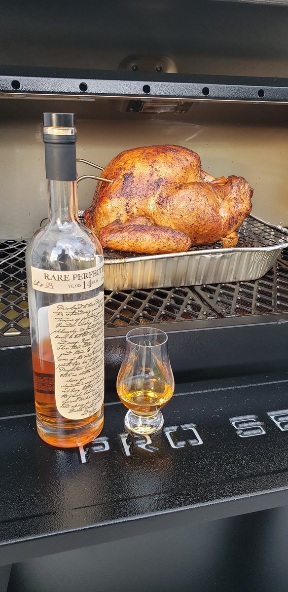 Breaking in a new pellet smoker. A little Rare Perfection 14 for sippins #bourbon