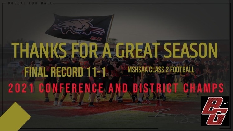 Bobcats fall 52-32. Thank you coaches and players for an incredible last 4 months. We are proud of you!!!