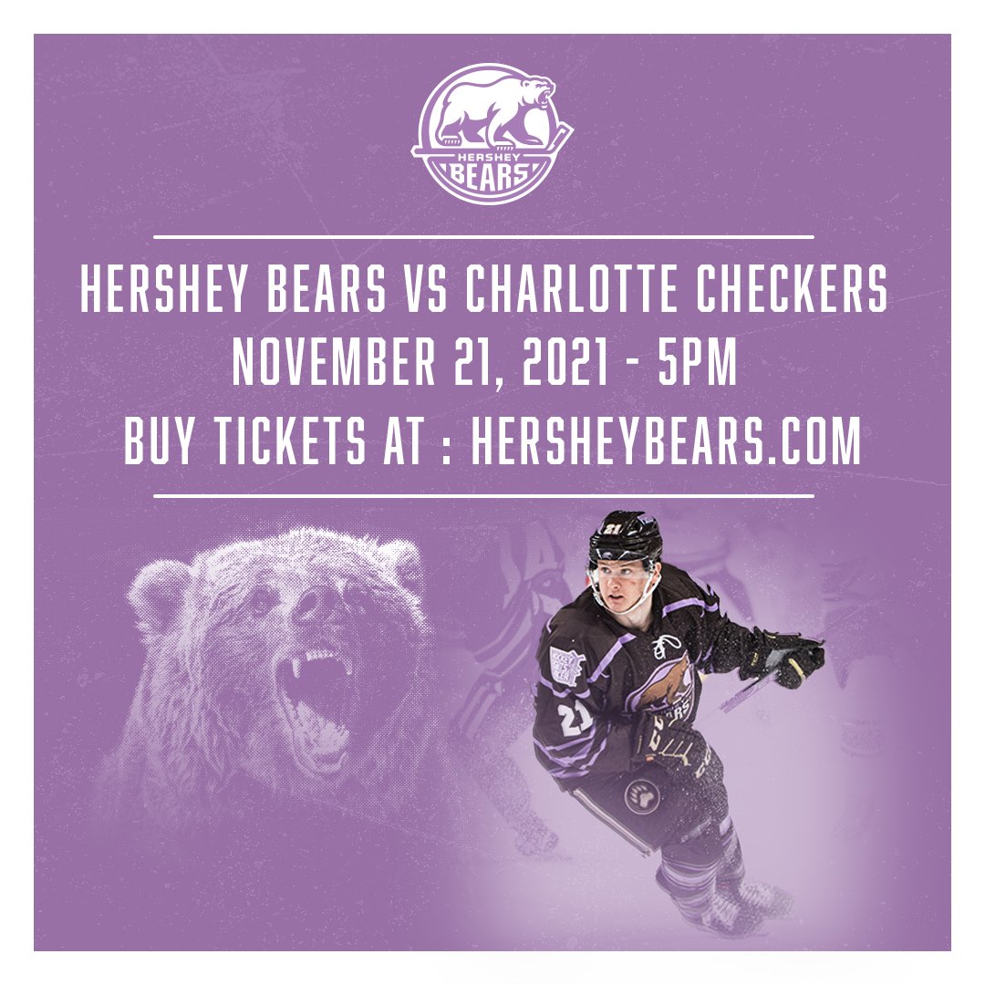HersheyPA's tweet photo. Join our @TheHersheyBears this Sunday, Nov. 21 at 5:00 p.m. for the #HockeyFightsCancer game. Be part of this special event, https://t.co/vFcPOX67R5.
#IFightFor #AHL #HBH #HersheyPA #HersheyBearsCares https://t.co/L05NVJxZpd