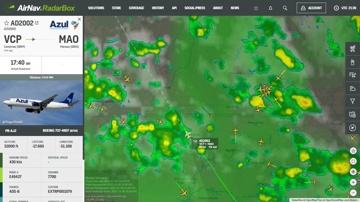 AirNavRadar's tweet photo. Azul Cargo #AD2002 from #Campinas to #Manaus is declaring an emergency via squawk 7700.

Track it live on #RadarBox: 
https://t.co/EAt5xHKDgk

#Azul #AzulCargo #Squawk7700 #Aviation https://t.co/JSXb5IGpN4