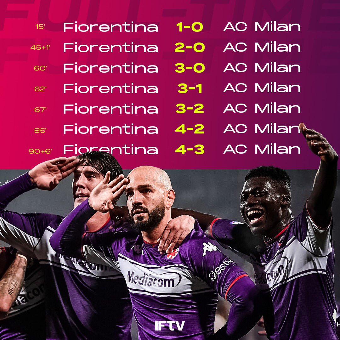 Fiorentina SHOCK AC Milan with their first loss of the season 🤯, image size:1080x1080