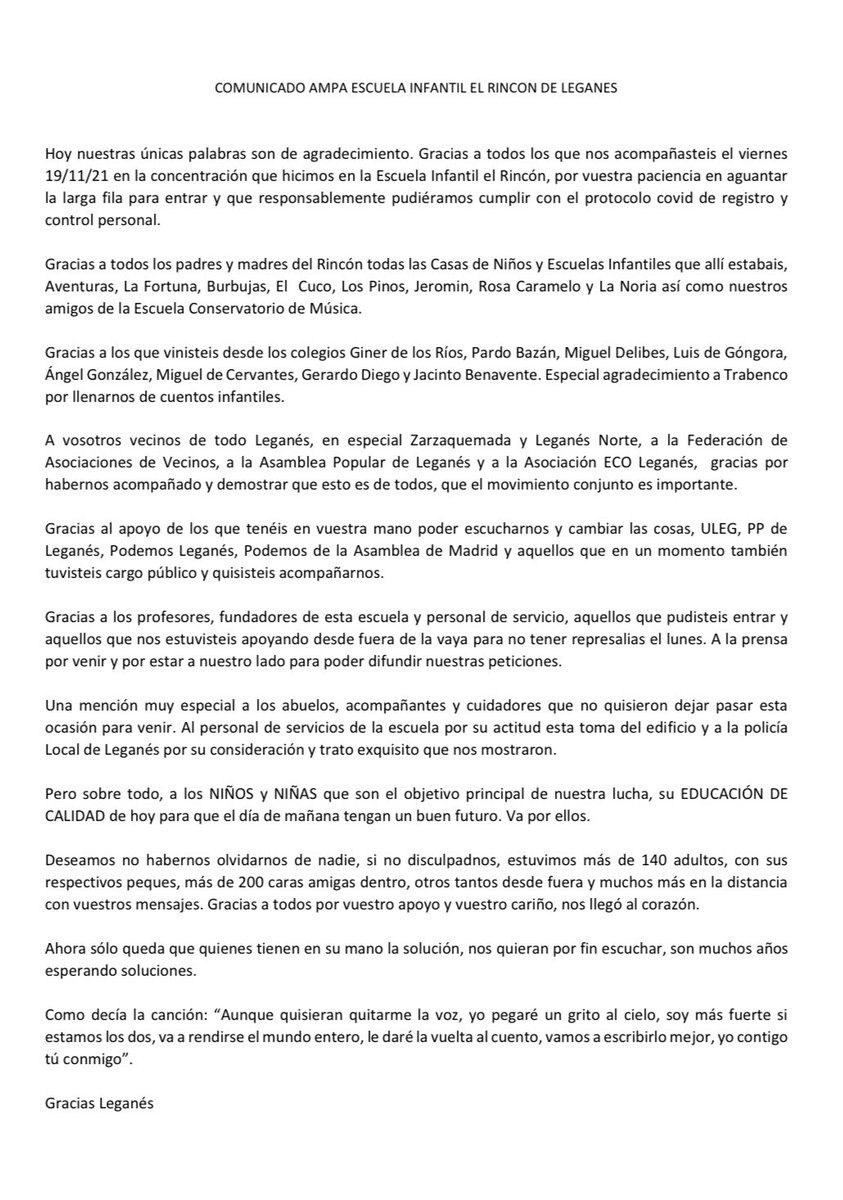 <a href="/pepabejarano56/">Pepa MB</a> <a href="/ECO_LEGANES/">ECO Leganés</a> <a href="/FAPA_LEGANES/">FAPA LEGANÉS</a> <a href="/EducaPodemosCMa/">Área de Educación de Podemos Comunidad de Madrid</a> <a href="/ampaeijeromin/">AMPA EI Jeromín</a> <a href="/AmpaEM_MRS/">AMPA 💗 Escuela-Conservatorio Música Leganés</a> <a href="/CasaBurbujas/">Casa De niños Burbujas La fortuna</a> <a href="/UnionporLeganes/">ULEG</a> <a href="/ppleganes/">Partido Popular de Leganés 🇪🇸</a> <a href="/PodemosLeganes/">PODEMOS Leganés</a> <a href="/MercedesULEG/">Mercedes Neria</a> <a href="/CarlosULEG/">Carlos Delgado Pulido</a> <a href="/miguel8official/">MIGUEL</a> <a href="/ampaeifortuna/">AMPA Escuela Infantil La Fortuna</a> me quedan muchos sin etiquetar, pero a todos MIL GRACIAS!