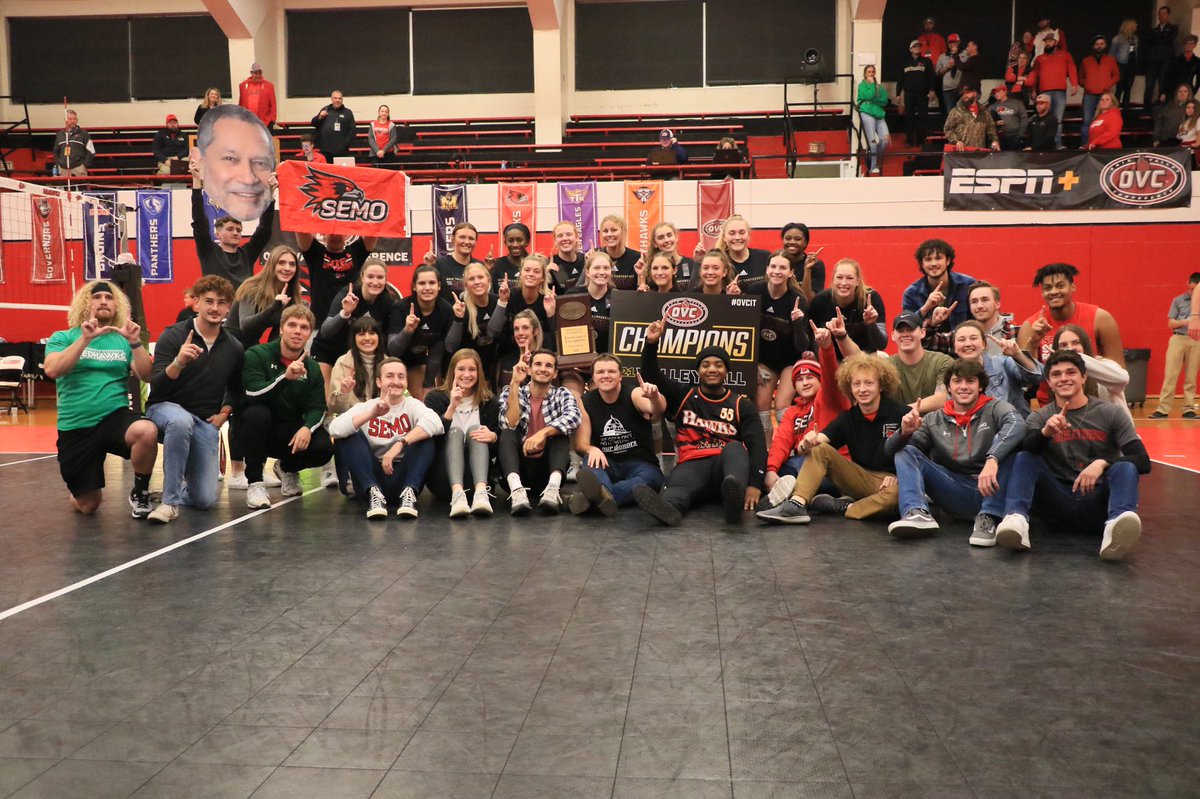RowdyCrowdSEMO's tweet photo. YOUR OVC TOURNAMENT CHAMPS!
SO POUR OF THIS TEAM!!! WE LOVE @SEMOvb https://t.co/cyvj6V9XLx