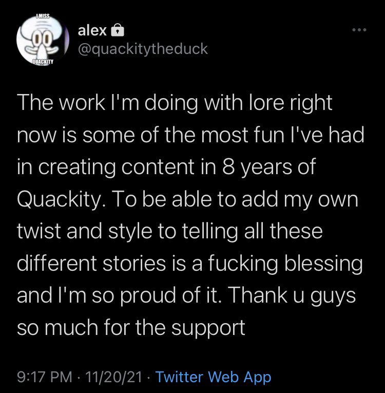 thelorebitch's tweet photo. quackity is one of the most passionate ccs ive ever seen, he puts 100% into everything he creates and is always so happy to share his creativity with us - to see that he has never lost that proudness in his content even after 8 years makes me so happy he deserves all the praise https://t.co/trXrViHc46