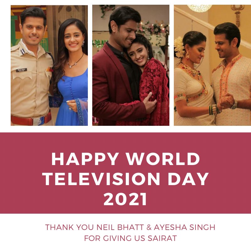 This #WorldTelevisionDay we give our heartfelt thanks to the phenomenal team that are #NeilBhatt & #AyeshaSingh for lighting up our TV screens as #SaiRat in #GhumHaiKisikeyPyaarMeiin 💕

#WorldTVDay is about appreciating the positives of the small screen. For us that’s you two 💕