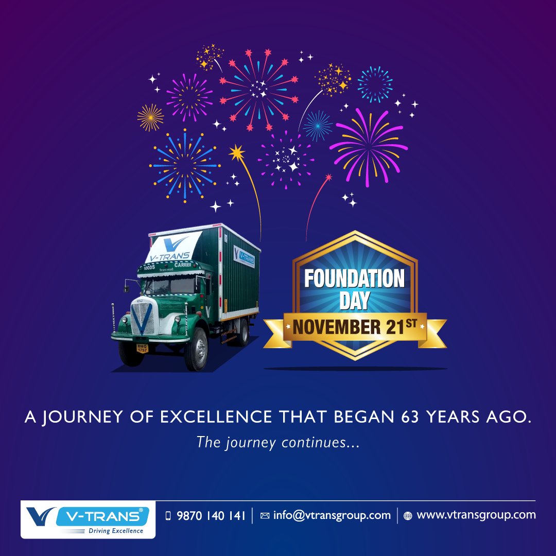 vtransindia's tweet photo. V-Trans has been serving the Indian logistics market for over 6 decades offering integrated logistics solutions across diverse sectors. On 21st November 2021, the foundation day of V-Trans will be the 63 years of delivering excellence.
#Logisticscompany #V_transsince1958 https://t.co/wwlIhR8FYx