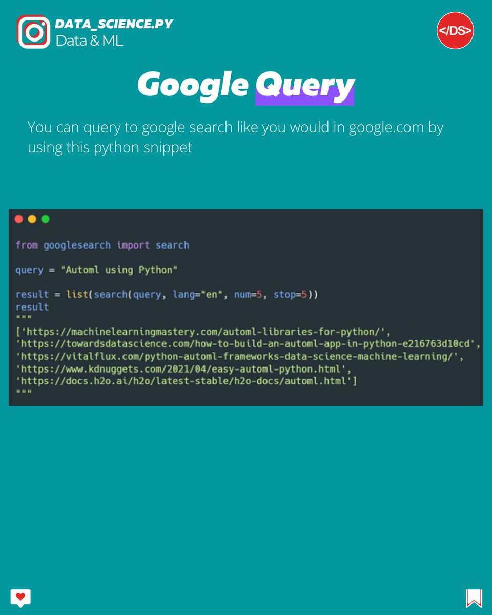 Data_Sciencepy's tweet image. Make a simple #googlesearch with this simple #snippet
#pythoncode #pythonlearning #python3 #pythonlanguage #numpy #pythonbeginner #dsdotpy #beginnerprogrammer
#pythonfundamentals #codergirl #codergirls