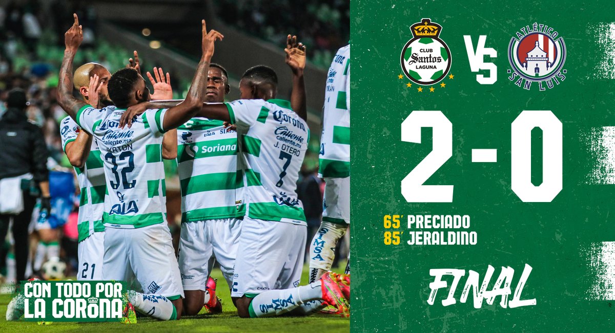 90+3' Termina el partido en el Estadio Corona. ¡CON TODO POR LA COPA!

#SAN 2⃣-0⃣ #ATL | #ModoGuerrero⚔️ 
#ConTodoPorLaCorona👑