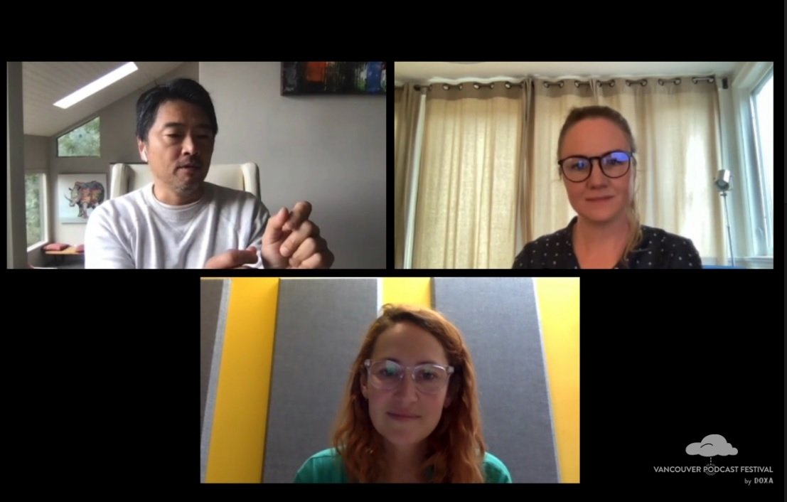 One highlight from #VanPodFest2021 was hearing from <a href="/Lbercovitch/">Lauren Bercovitch</a>, @MrPaulBae &amp; <a href="/allisonbrough/">allison brough</a>. Great discussion about the surge of podcasts being adapted for film and TV. They share how podcast producers are now intentionally creating shows that can scale.