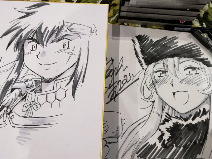 ずっと色紙描いてる。
くろぼねは既刊分完売(ちょこっとしか持ち込まなかったからね)。うーん、やはりくろぼねの商業単行本を同人誌で出し直した方がいいみたいだなぁ。リクエスト多い。 