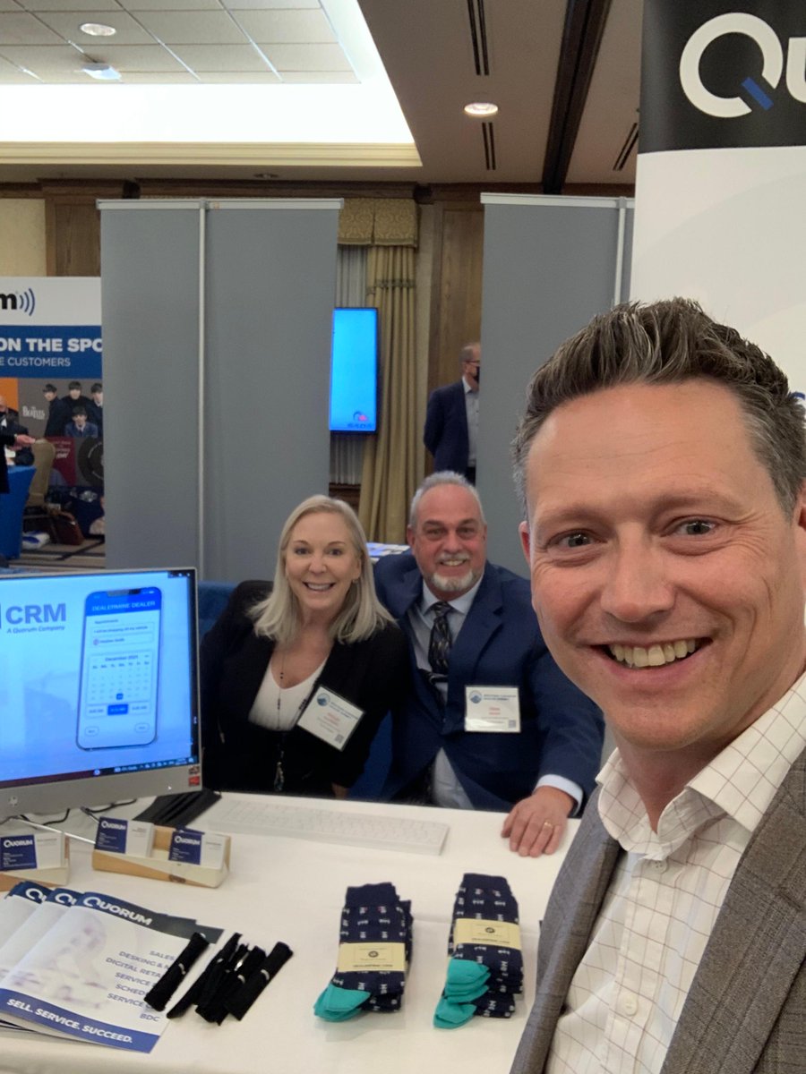 quorum_infotech's tweet photo. Day 1 of #WCDA was a success 🎉 If you haven't already, be sure to stop by and visit #Quorum tomorrow – and don't forget to grab a pair of socks! 🧦
#CanadianAutoDealers #WesternCanadianDealerSummit https://t.co/u7x5ya52vA