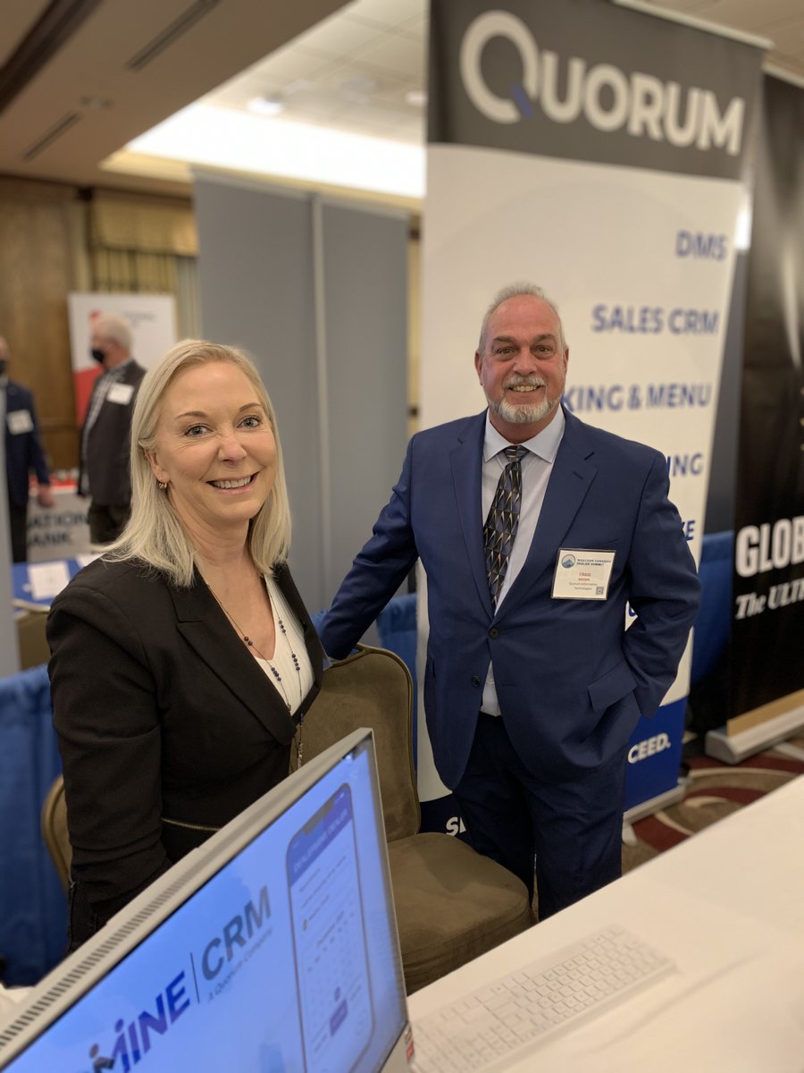 quorum_infotech's tweet photo. Day 1 of #WCDA was a success 🎉 If you haven't already, be sure to stop by and visit #Quorum tomorrow – and don't forget to grab a pair of socks! 🧦
#CanadianAutoDealers #WesternCanadianDealerSummit https://t.co/u7x5ya52vA