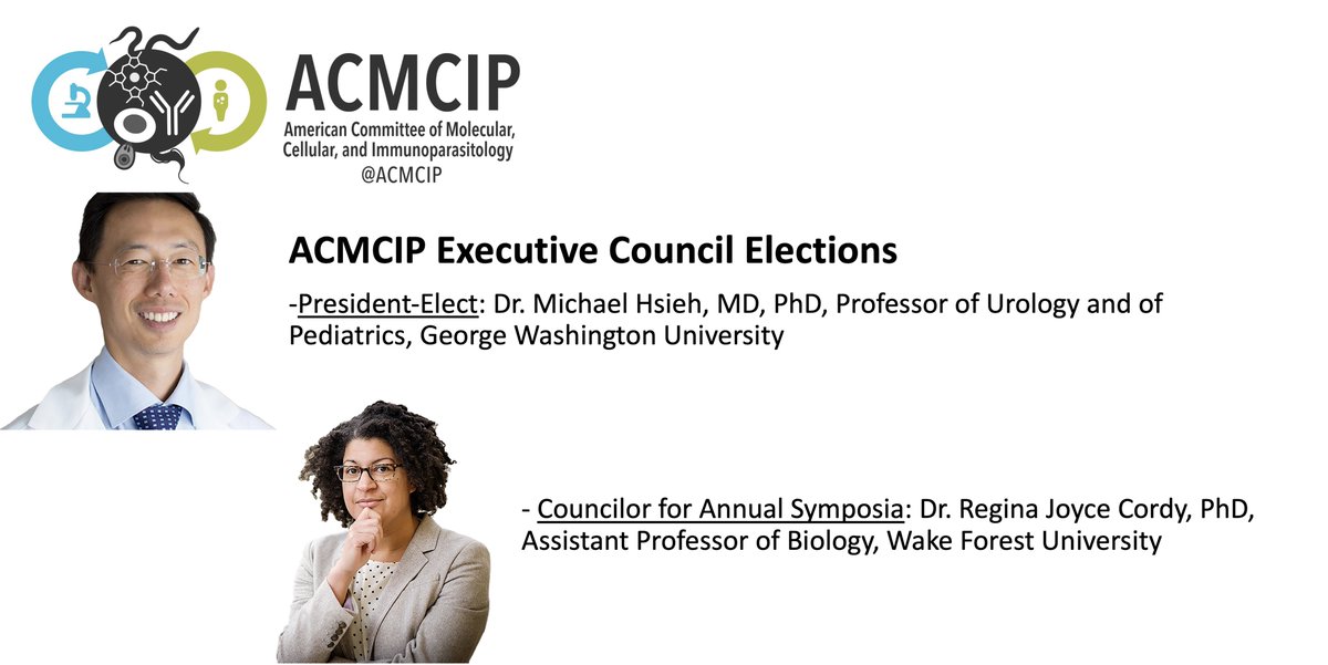 DrMahaliaD's tweet photo. Congratulations to @perforin, President-Elect and @rejoicePhD, Councilor for Annual Symposia on your election to the @acmcip Executive Council!
@ASTMH 
#TropMed21 https://t.co/1pay1FTZhW