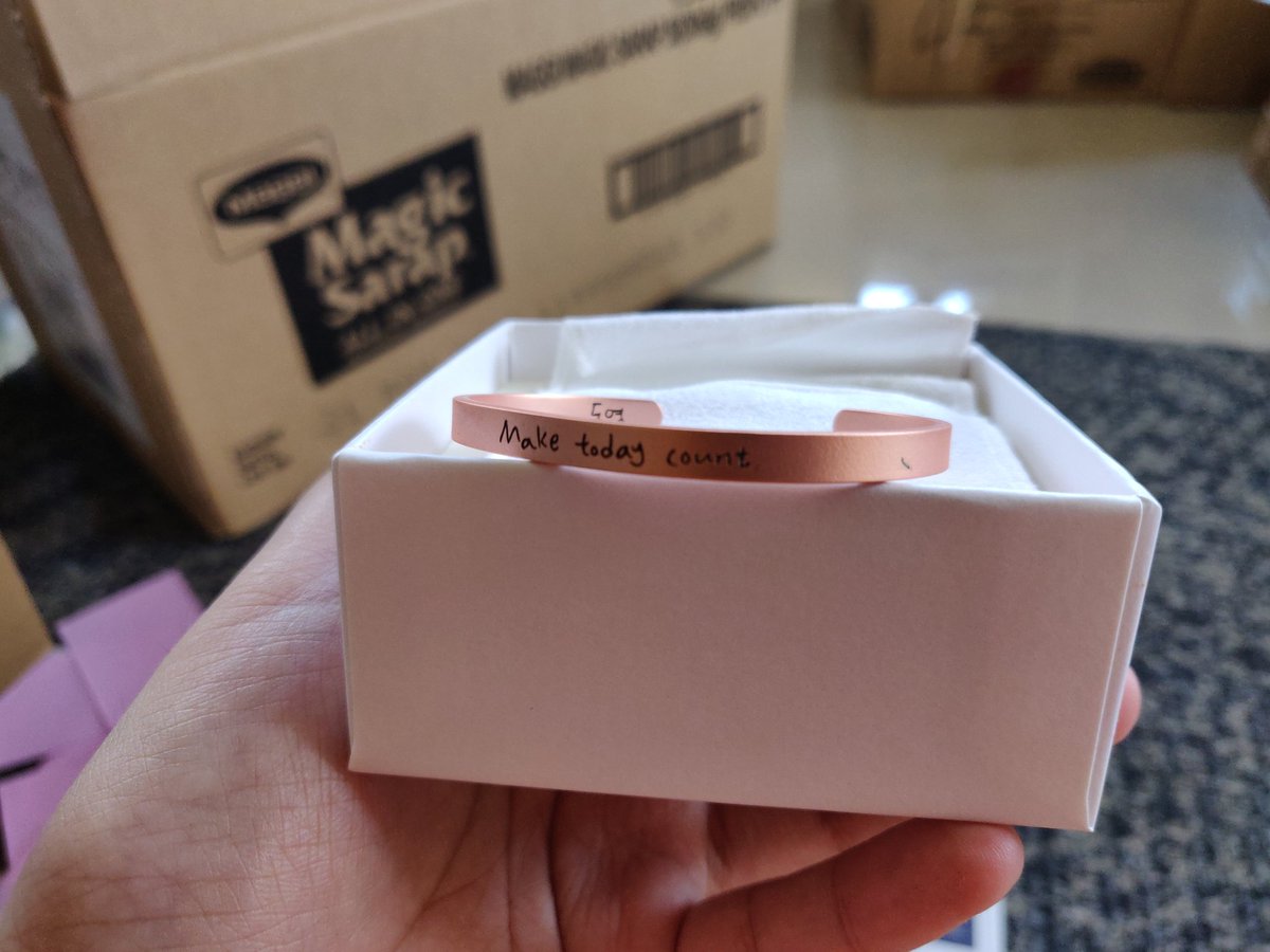 johndoiest's tweet photo. ✨ johnny and doyoung cheer up message bracelet (color: pink gold) with discoloration.

will send videos and more pics upon request — php 400 each https://t.co/OZ0wGNbE4K