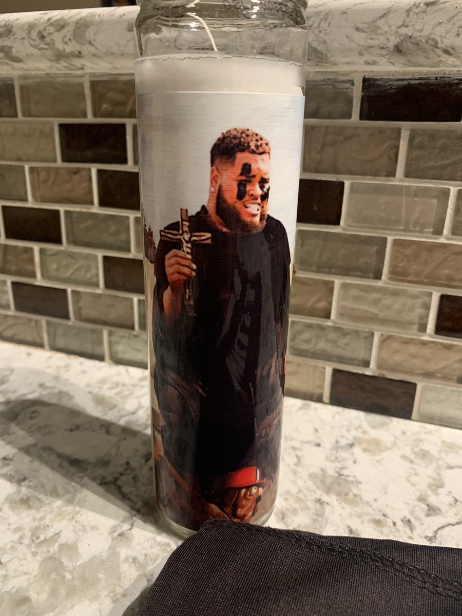 StaceyAllie's tweet photo. Had to add to my prayer candle collection 😂 Pumped to finally get back to the stadium tomorrow to see my fave, @JWills73! Need to get that good juju back into my jersey! @Browns https://t.co/4fMtii0Ip0