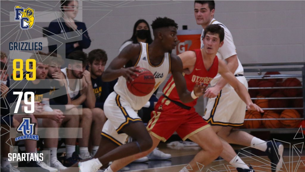 That's a big road win for <a href="/FCGrizHoops/">Franklin College MBB</a>! All 5 starters reach double figures in points with double-doubles from Ty Wright (21 pts, 14 reb) &amp; Ryan Wiggins (16 pts, 16 reb) powering an 89-79 win over Aurora! #TeamGriz