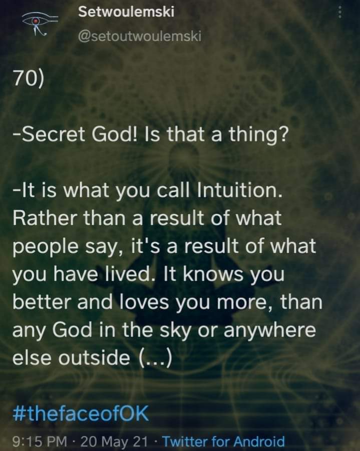 setwoulemski's tweet photo. #Follow #thefaceofOK
#WritingCommunity #writerslift #writerlift #writerscommunity #ReadersFavorite #writing
❤ #RETWEEET
#awakening #biggertruth #truthaboutlife #Fallen #angel #God #beginning #evolution #nature #light #collective #conscioussness #belief
🔥🔥🔥🔥🔥🔥🔥🔥🔥 https://t.co/Pc9CPUbso8