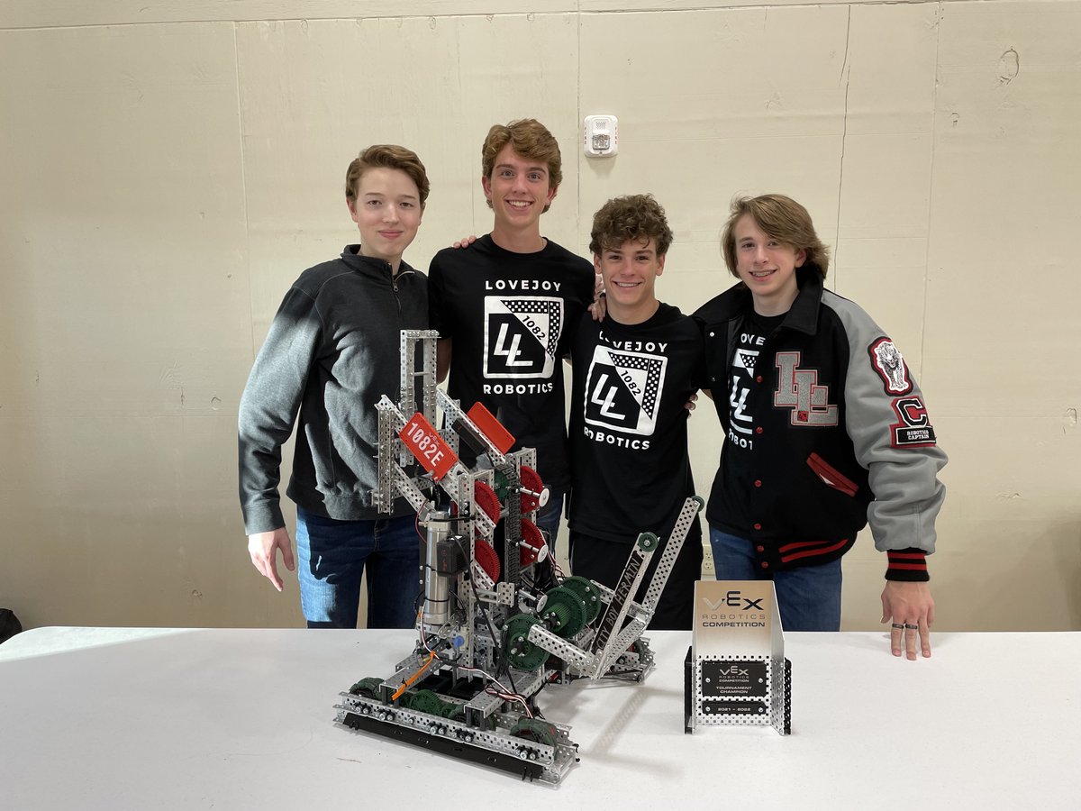 lovejoyrobotics's tweet photo. We’re state bound!! We won the Big 3! #1082E is Tournament Champions and #1082K won both the Skills Champion and the Excellence Award!!! They’ll both be going to the State Tournament in March. #LovejoyProud #LovejoyRobotics #OneHeartOneLovejoy #BestTodayBetterTomorrow https://t.co/JNrUiZAjfy