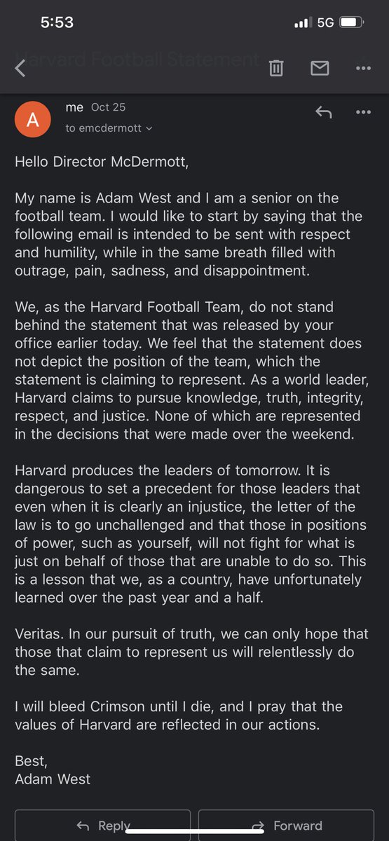 __AdamWest's tweet photo. I tried to address this privately, but since you chose not to respond I have no issue addressing it publicly. @harvardcrimson @IvyLeague Champions baby, can’t take it away from us. 
Respect and Love -85 https://t.co/KjNqbU0Vhu