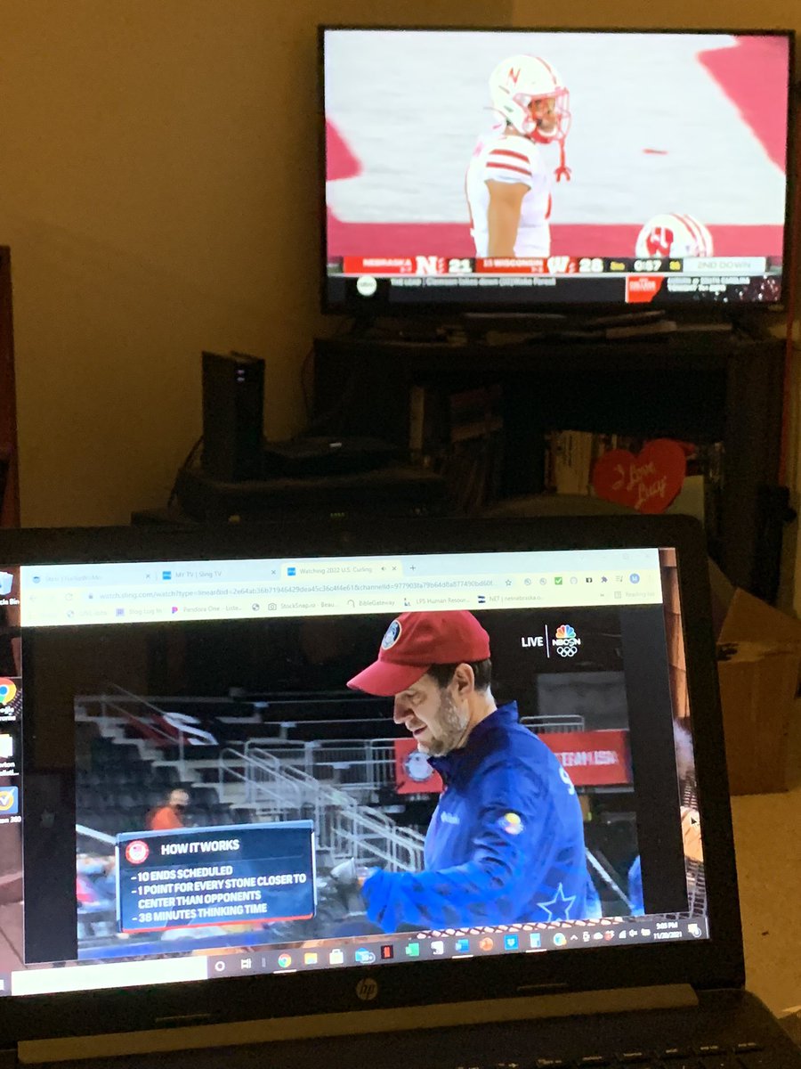 Double duty sports again tonight. #Huskers vs Wisconsin and #CurlingTrials22 on the computer. 

Let’s go ‘Skers! 🏈

Let’s go @TeamShuster!🥌