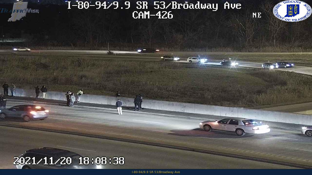 WBBM1059Traffic's tweet photo. Traffic on WB 80/94 is jammed from I-65 to Broadway with this medical emergency blocking all lanes as seen on @INDOT cameras. Consider using the Indiana Toll Rd to get around it. @WBBMNewsradio #NWI #IndianaTraffic https://t.co/yokbyrCAxS