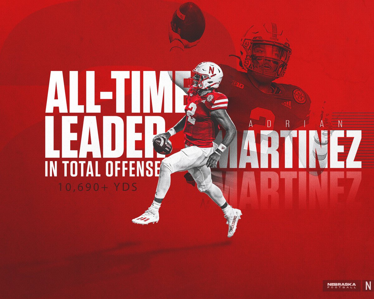 HuskerFootball's tweet photo. 10,690+ yards &amp; counting.

@MartinezTheQB is your new Big Red all-time leader in total offense. https://t.co/9fONj0AGeZ