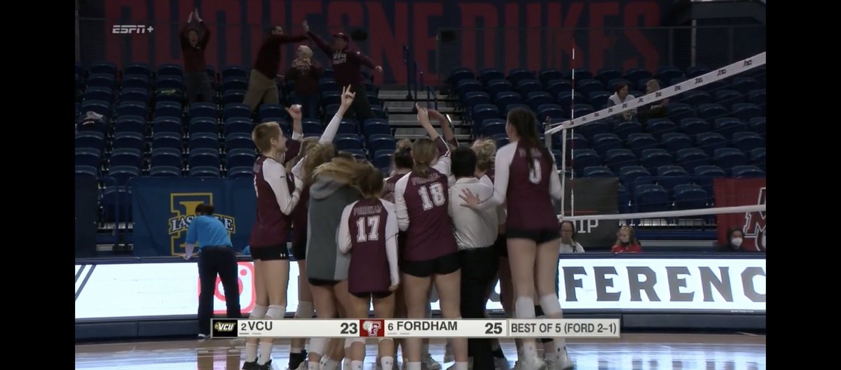 A win over #3 Saint Louis yesterday, #2 VCU today, tomorrow it's #1 Dayton!

<a href="/FordhamVB/">Fordham Volleyball</a> moves onto the #A10VB Championship Final!

#WeAreRamily