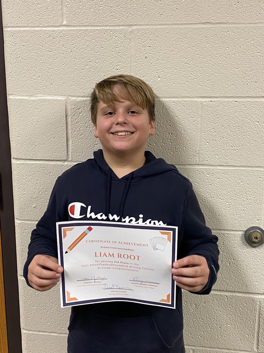 IntermediateKT's tweet photo. Participated in the @ReadWorks #HowtheRunShouldEnd writing contest with our kids and let them enter in a school-wide contest as well with 1st, 2nd, and 3rd place winners and writing-related prizes! The 2nd and 3rd place winners came from our team. Congratulations!! https://t.co/c5ymfrc1ho