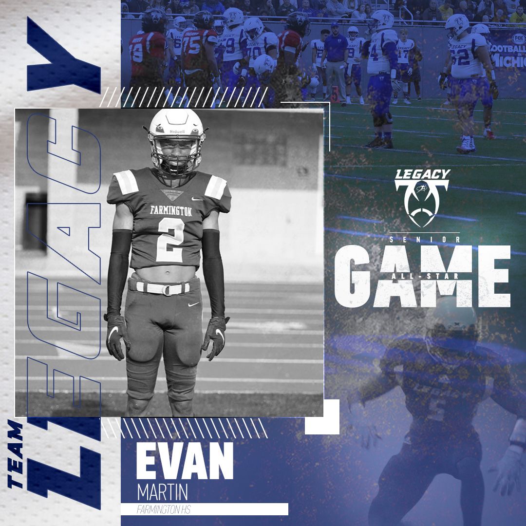 Congratulations to our Team Legacy Receivers on your selection to the 2021 Legacy Football Senior All-Star Game powered by <a href="/dickssportingss/">Dicks Sporting Goods</a> &amp; <a href="/meijer/">Meijer</a>  televised by @BallySportsDET on November 28.

Dylon Durrett - Waverly
Evan Martin - Farmington

#LegacyFBall