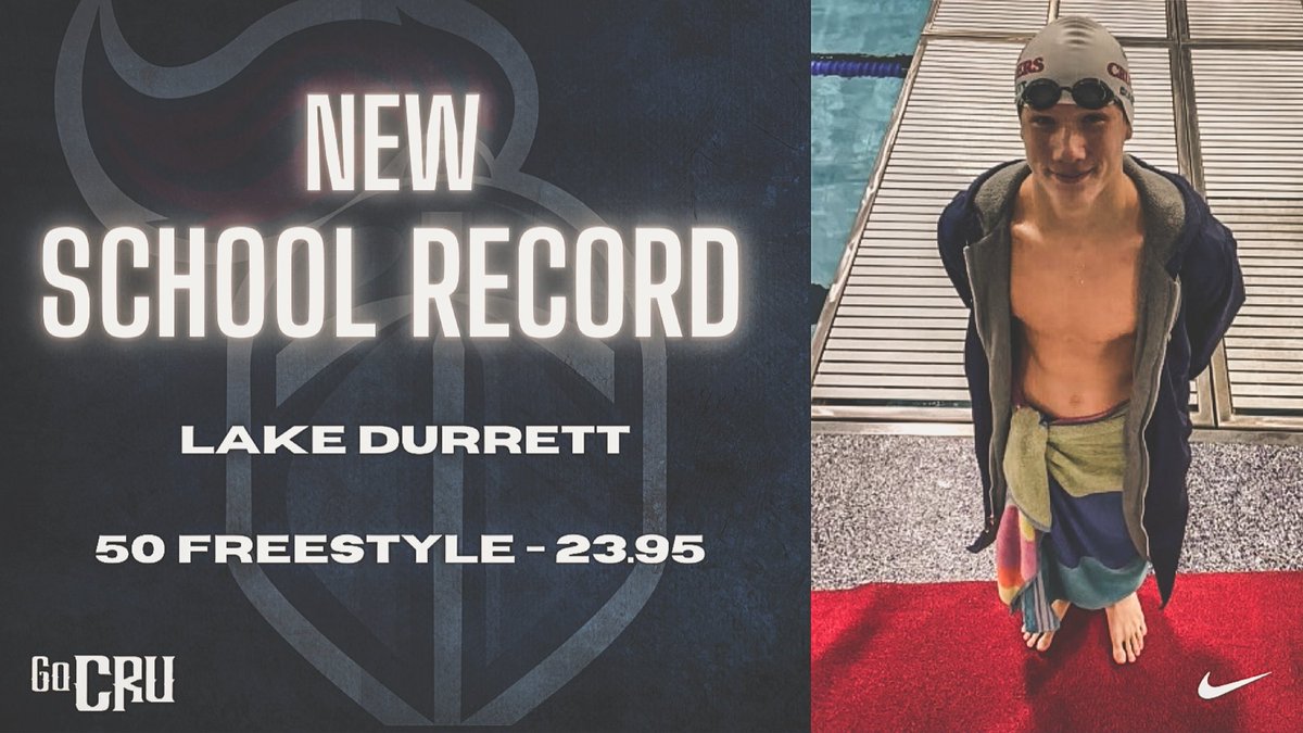 🏊‍♂️ | New School Record‼️

Congratulations to Lake Durrett (24’) on setting a new school record in the 50 Freestyle - 23.95

#GoCru⚔️