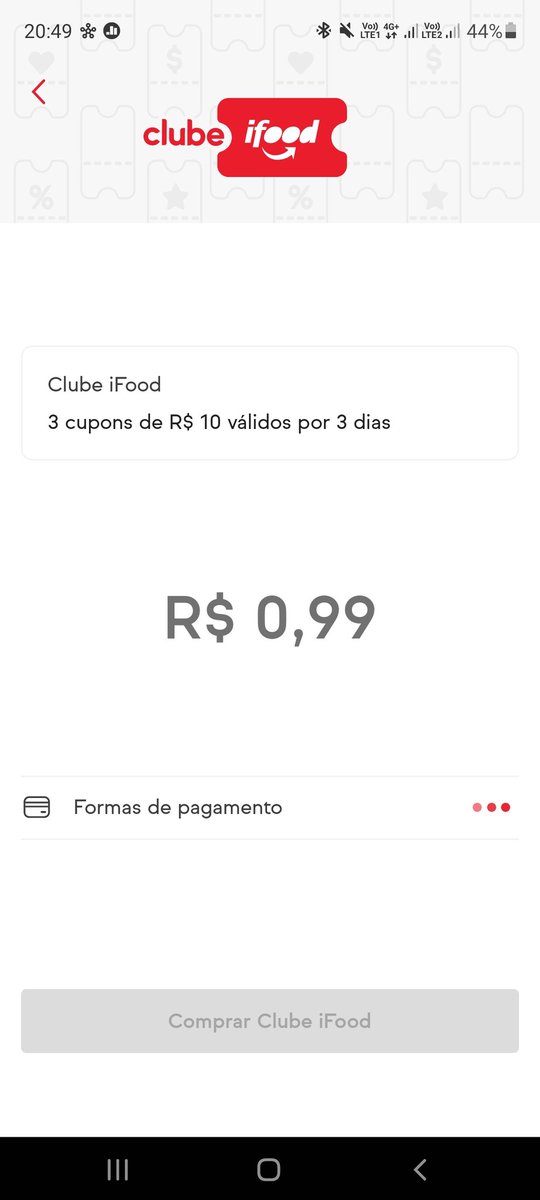 Jeff_SP's tweet photo. @iFood fazendo propaganda enganosa??
Você tenta comprar os supostos cupons por R0,99 porém sempre da erro, não importa o cartão ou banco que você usar.
Que venha heim??
@proconspoficial da uma olhadinha nessas "promoções" https://t.co/XEBmANUu9z