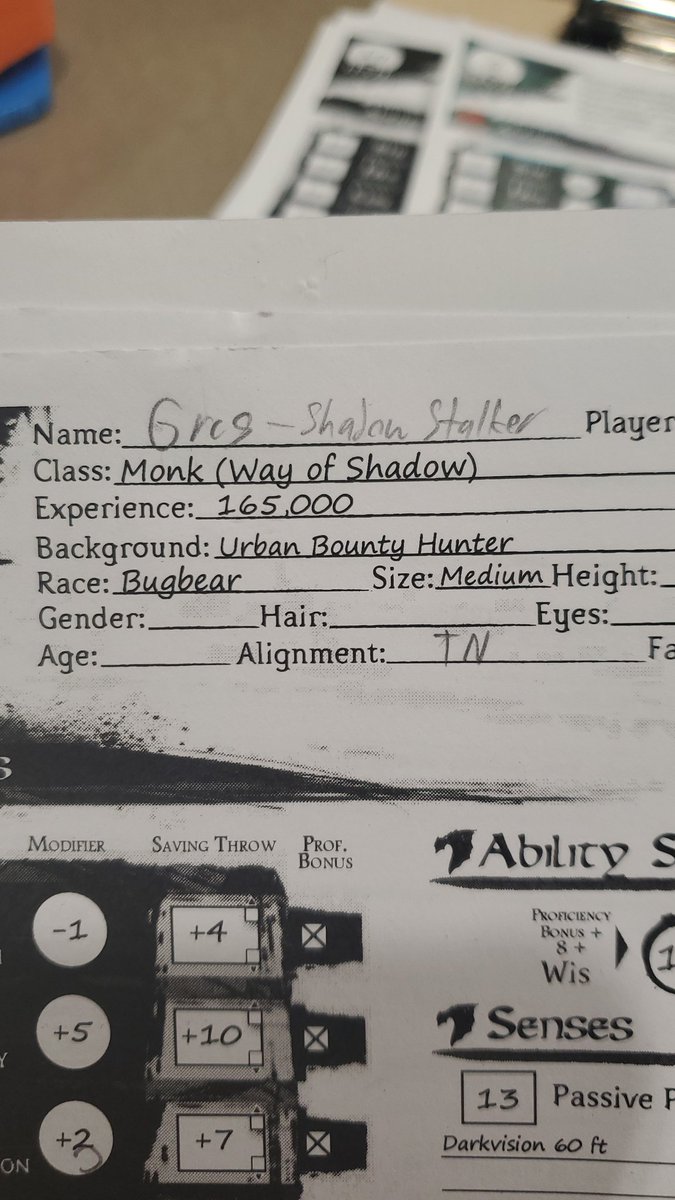 AremJSJ's tweet photo. My one shot character: Greg Shadowstalker.  Definitely not Greg the shadow bear from @SneakPodcast https://t.co/RiKMDvVUXR