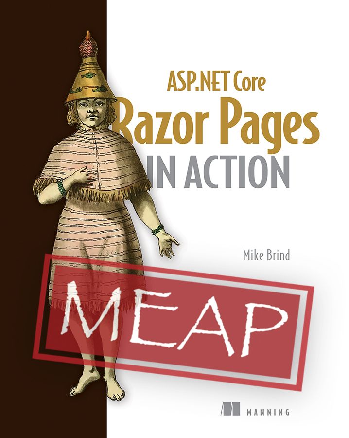 ManningBooks's tweet image. Deal of the Day, Nov 20, ASP.NET Core Razor Pages in Action and select titles are on sale. Check them out: mng.bz/WrEx
#AspNetCore #razorpages #webdevelopment #webdev #aspdotnetcore #dotnetcore #dotnet #csharp #Blazor