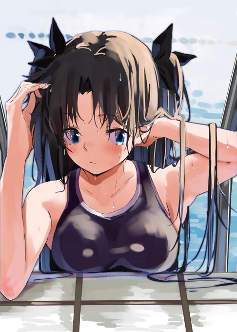 朝のスク水 遠坂凛🩱 