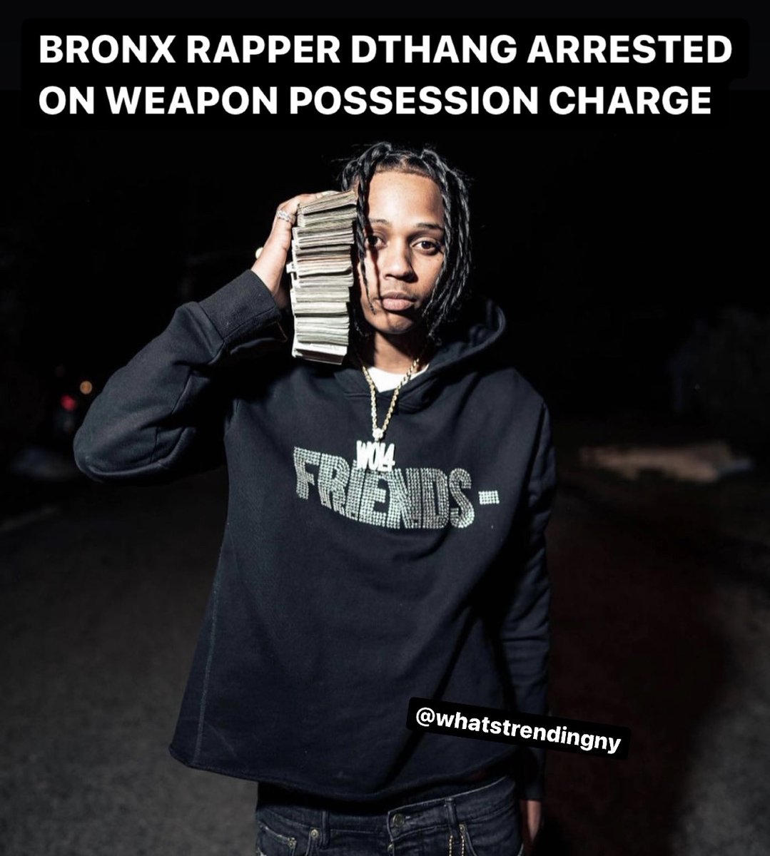 Whatstrendingny's tweet image. 17 year old Bronx Rapper “DTHANG” was arrested on a weapon possession charge. No bail was set yet and he’s still awaiting to see a judge. #FreeDthang #WhatsTrendingNYC