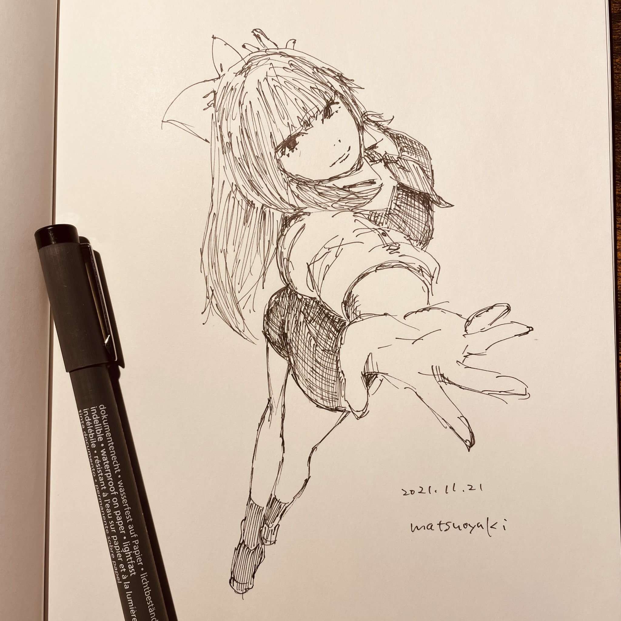 マツオユキ 一日一絵 Day4 毎日お絵描き 一発描き 女子絵 Illustration イラスト Draw Drawing 素描 クロッキー Croquis 絵描きさんと繋がりたい イラスト好きさんと繋がりたい 絵柄が好みって人にフォローされたい T Co