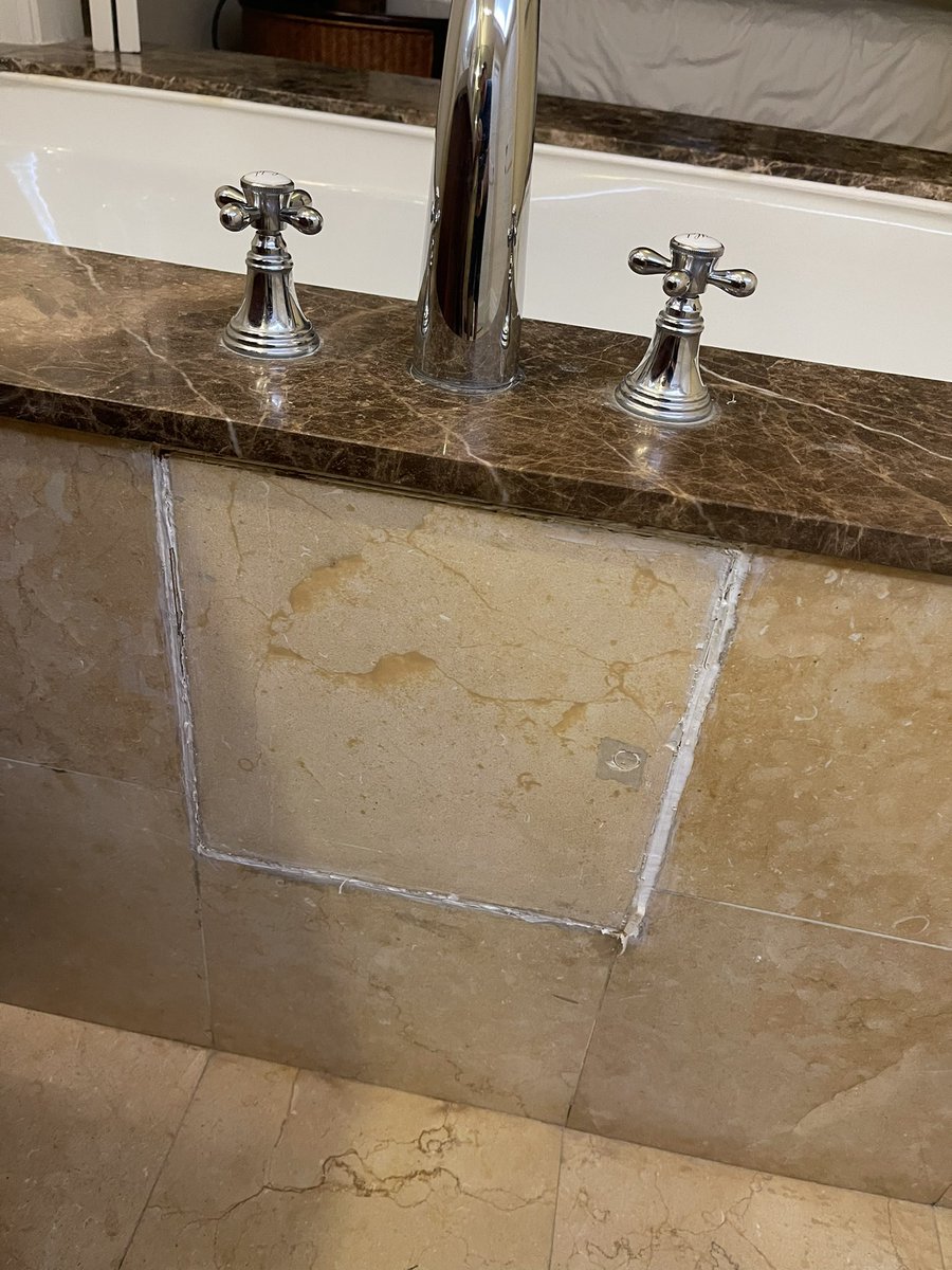 kevintcole's tweet photo. No AC, no trash cans in any of the rooms.  The room was basically closed up when we entered so it looks like it was shut down for renovation and we were put in it because there were no other vacancies.  Oh yeah, and it also smells like mold. https://t.co/KNwnlnUw76