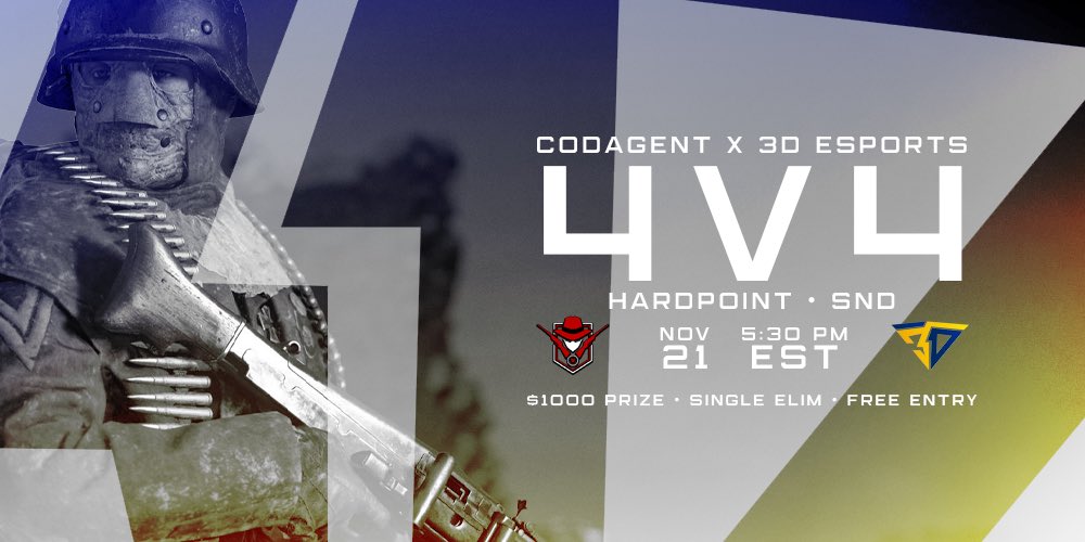 CallofDutyAgent's tweet photo. ⚔️CODAgent x @3DCB_ $1000 FE HP / SND⚔️

🏆$1000 FREE ENTRY

📅Sun Nov 21, 5:30PM EST

🕹️Best of 3 Single Elim

📒 CDL + CODAgent

💰FREE ENTRY

🚨SIGNUP: https://t.co/XJqp6fJQkr

🔥Powered by @UltMind https://t.co/tDu4cpRRQs