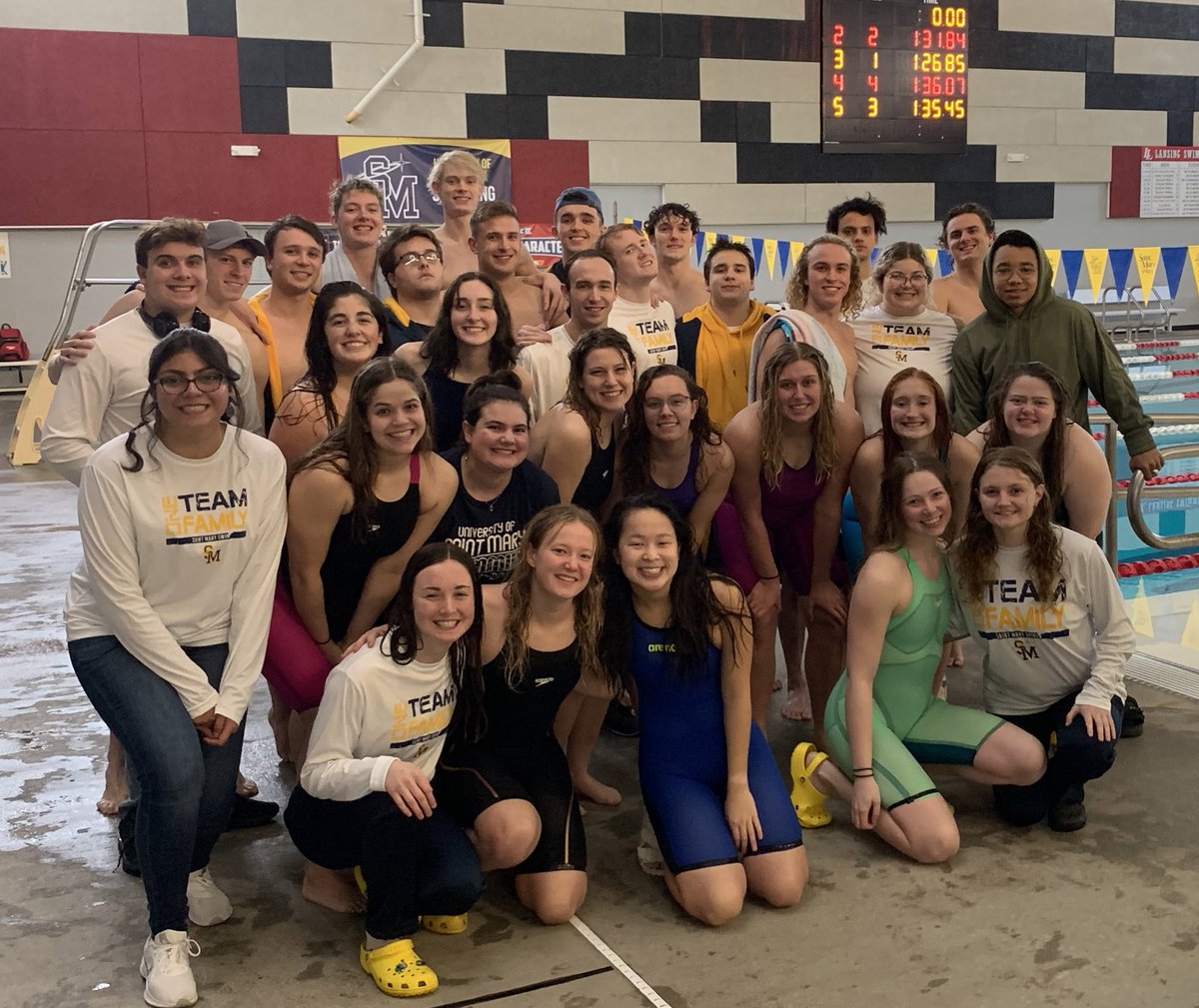 USM_Swimming's tweet photo. Absolutely incredible day at the pool

Fast swimming all around better we honored our amazing seniors at their final home meet: @joemcguire26 Matt &amp; Evelyn
-3 automatic cuts
-10 NAIA B cuts
-13 School records
-4 team dual Ws
@LVTSportsGuy @derekwwiley @USM_Athletics @USMSpireWire https://t.co/wElFgiHAMZ