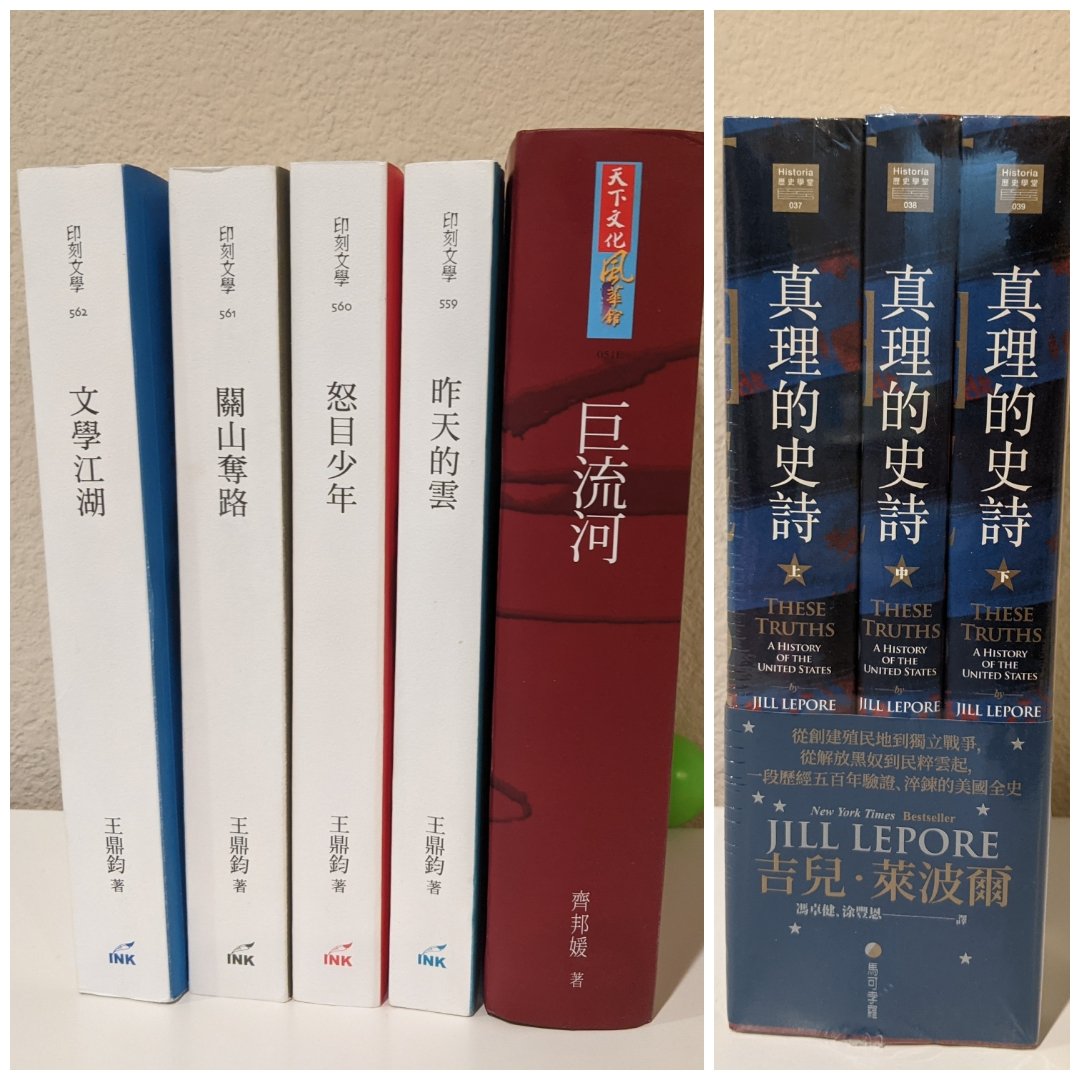 巨流河是好幾年前看的（人已經到了美國），王鼎鈞的四本回憶錄是今年看的.

建議看完這幾本書後再去看龍太后的大江大海，比較不會被其中片段選擇的歷史影響，第一手的回憶錄，還是勝過貼貼剪剪湊出來的作品.

這幾本書我會想想，看看是不是寫篇短文反芻一下.

接下來要讀的長篇是「真理的史詩」.