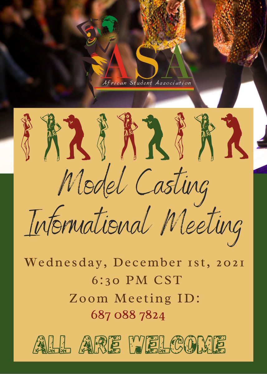 asa_ilstu's tweet photo. Are you or your friends interested in modeling for ASA’s annual cultural show? Come to our model casting informational zoom meeting on December 1st @6:30! Males, Females, All are Welcome! https://t.co/SxDfRoMwiN