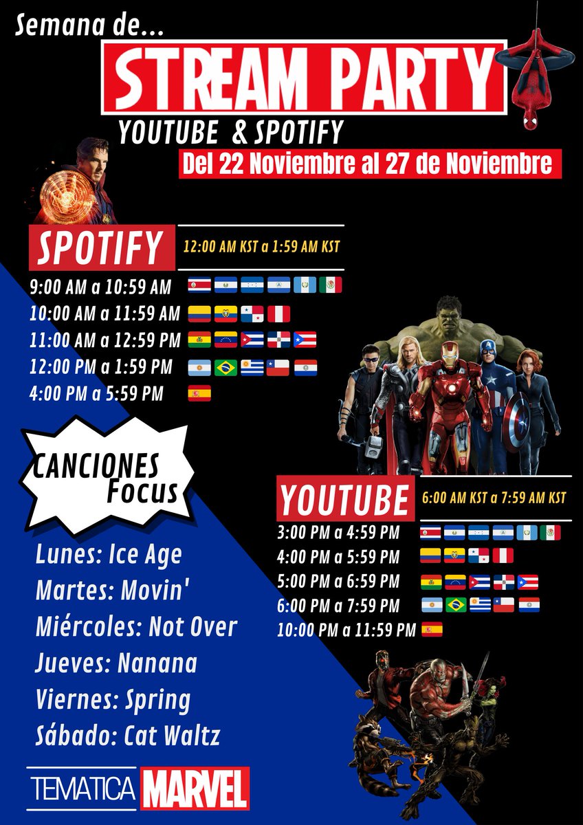 📢 [INFO GEM] 💎
Gem, nos gustaría invitarte a participar en éste stream party semanal con temática de "Marvel". 

📅 22 de Noviembre al 27 de Noviembre 
⏰ Revisar horarios para su correspondiente stream.

#MCND #엠씨엔디  <a href="/McndOfficial_/">MCND_official</a>