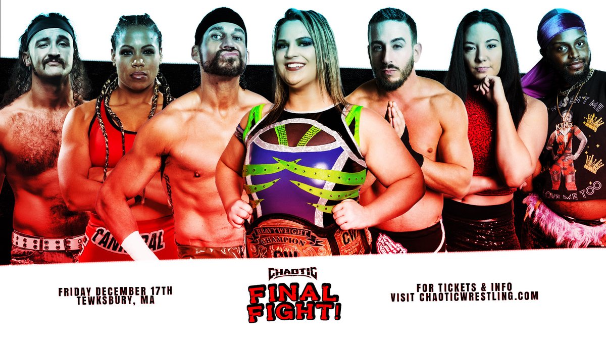 ChaoticWrestlin's tweet photo. 👊 FINAL FIGHT! 👊

We're having our last show of the year in Tewksbury, MA on Friday December 17th

For tickets &amp; more info visit https://t.co/DZCpSrwiEx

🚨 Front row tickets are already very limited! https://t.co/GqY89aWACR