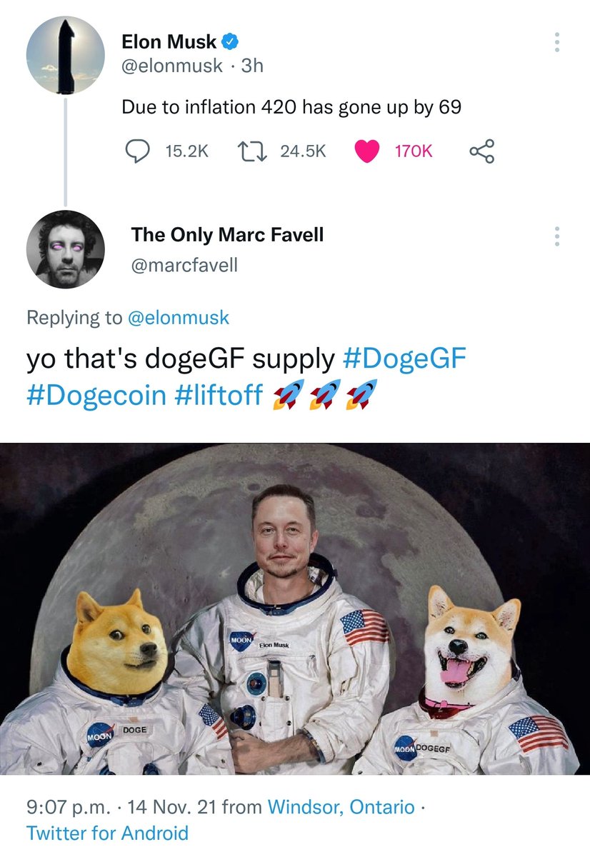 marcfavell's tweet photo. @DOGEGFBILLTRILL @dogegf_1st2k @DogecoinOrigin @123mike123Mike @elonmusk #DogeGF is doing a #SkipMoon right to #AlphaCentauri #Cryptoverse @elonmusk knows what's up ππππππ¨π¦ https://t.co/2rOFVBBnYh