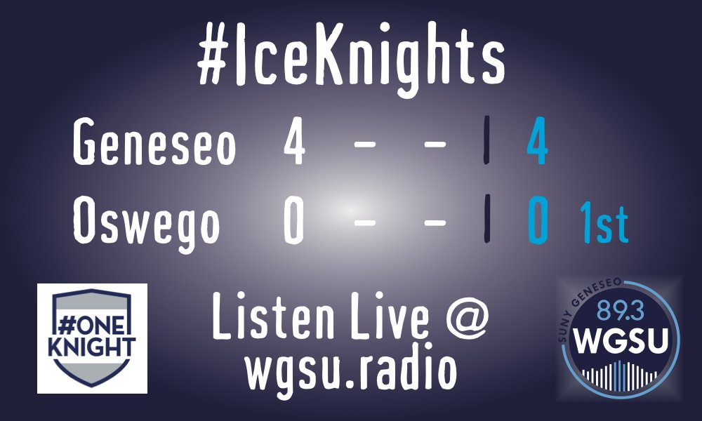 WGSU's tweet photo. END OF 1ST: @GeneseoHockey 4, @OswegoMHockey 0
Former WGSU Sports Director and voice of the #IceKnights Ryan Le joining Matt Weber on the air for the first intermission report.
โถ๏ธ LISTEN LIVE: https://t.co/bMCBYGl6Av ๐๏ธ
#Geneseo #collegehockey #d3hky ๐ https://t.co/8GHKHjms3q